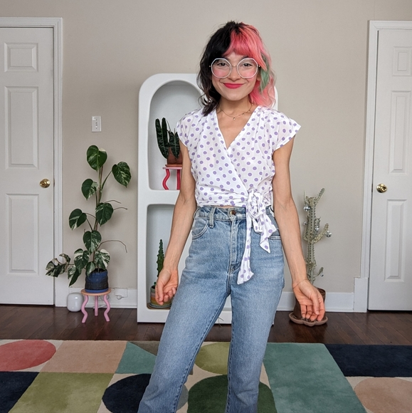 Vintage Polka Dot Wrap Top - Picture 5 of 6